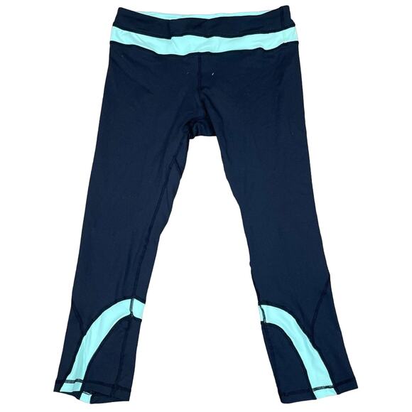 Lululemon Black & Mint Green Capri Yoga Pants 6 - Picture 1 of 5